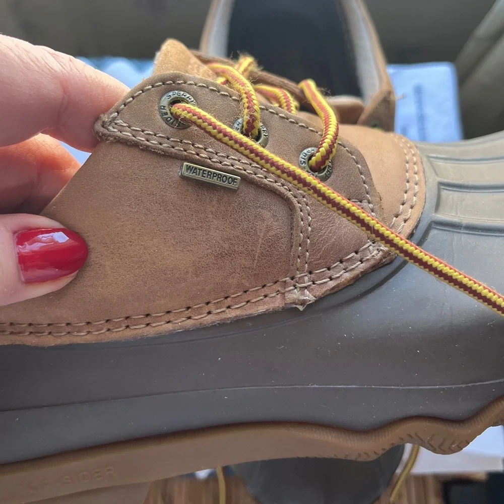 🍒SPERRY 10M Women's / sz 8.5 Men's DUCK SHOES 3-Eye Tie Boots Waterproof Unisex
